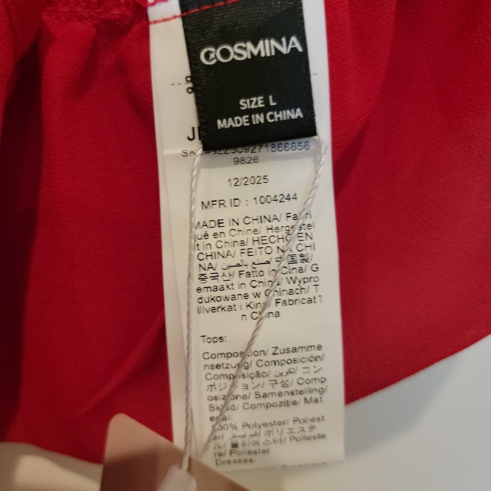 Cosmina Womens Red Ruffle Tiered Maxi Dress Size L Sheer Overlay New - Picture 8 of 11